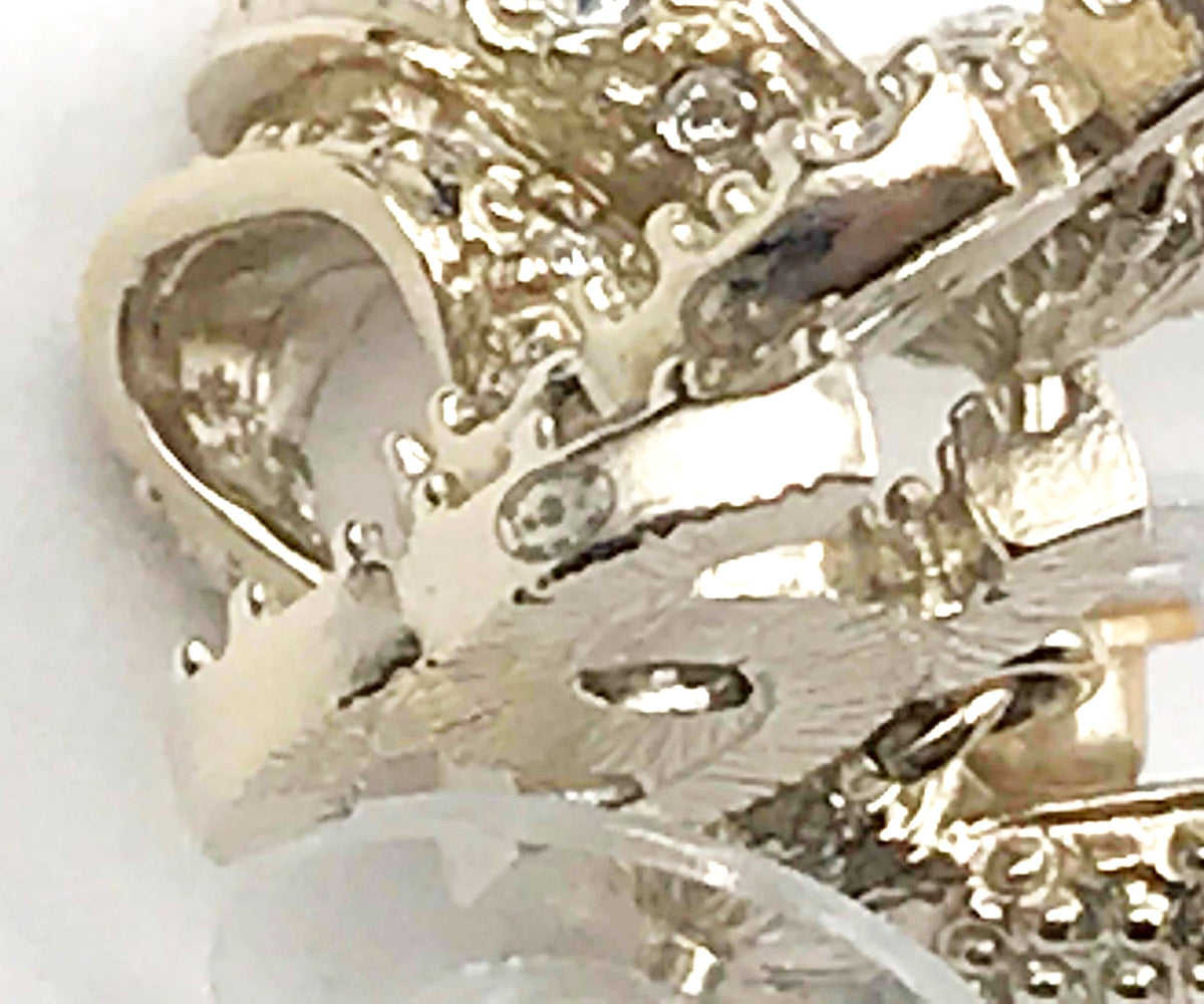 Top Quality Chanel Light Gold Ribbon Bow CC Crystal Piercing Earrings