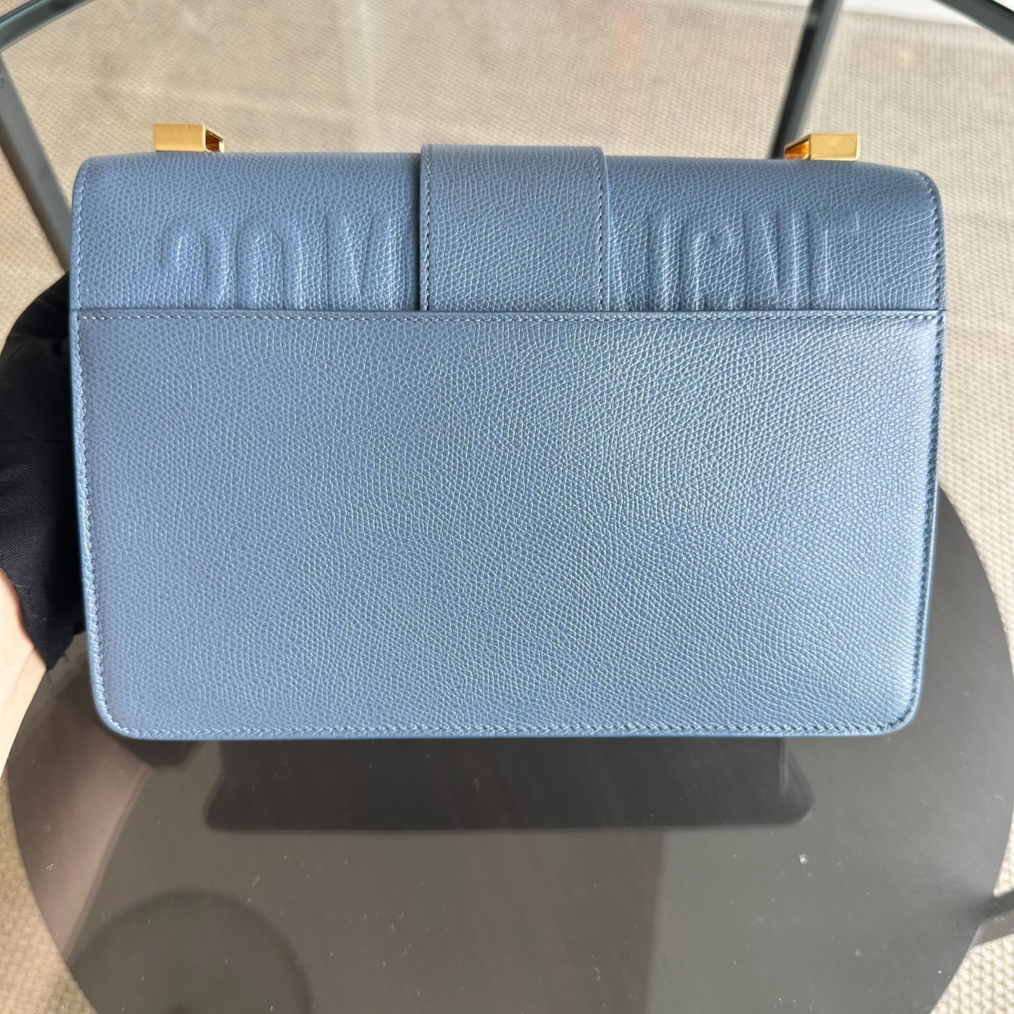 *Grained Calf* Montainge 30 Grained Calfskin Medium Blue Shoulder Bag GHW