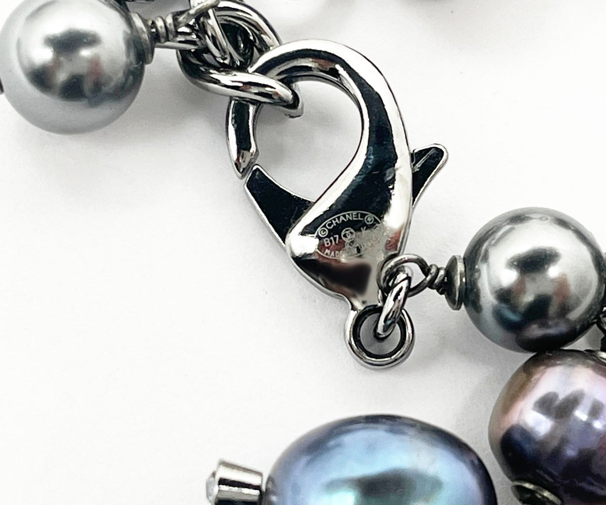 Top Quality Chanel Grey CC Crystal Fresh Water Bracelet