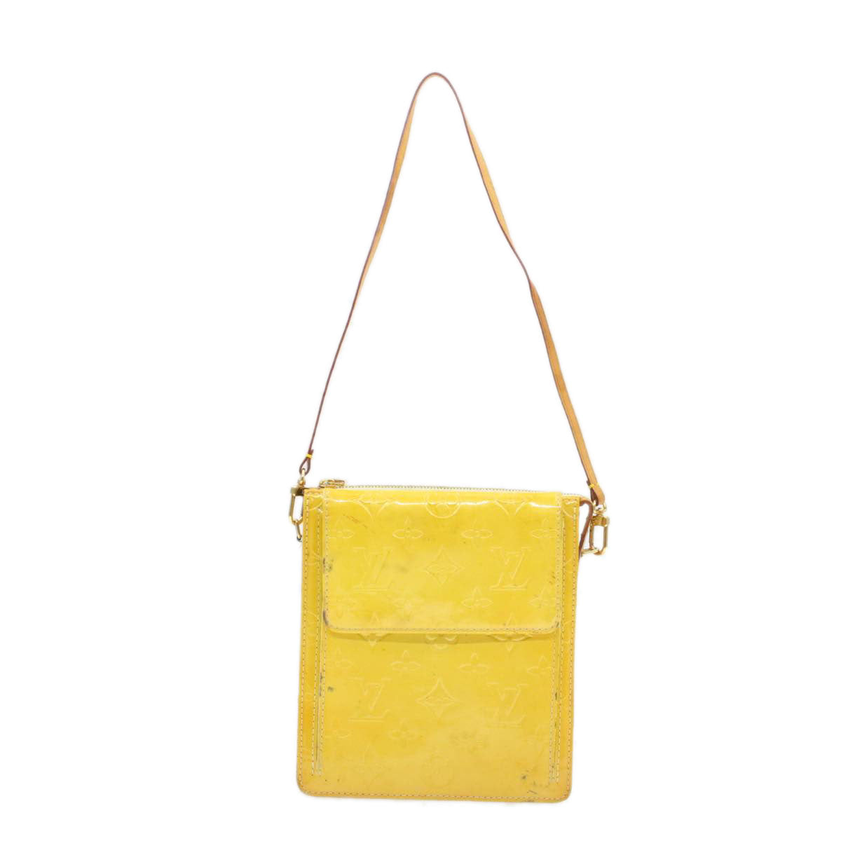 LOUIS VUITTON Monogram Vernis Motto Pouch Yellow M91059 LV Auth am016g