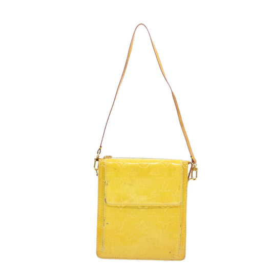 LOUIS VUITTON Monogram Vernis Motto Pouch Yellow M91059 LV Auth am016g