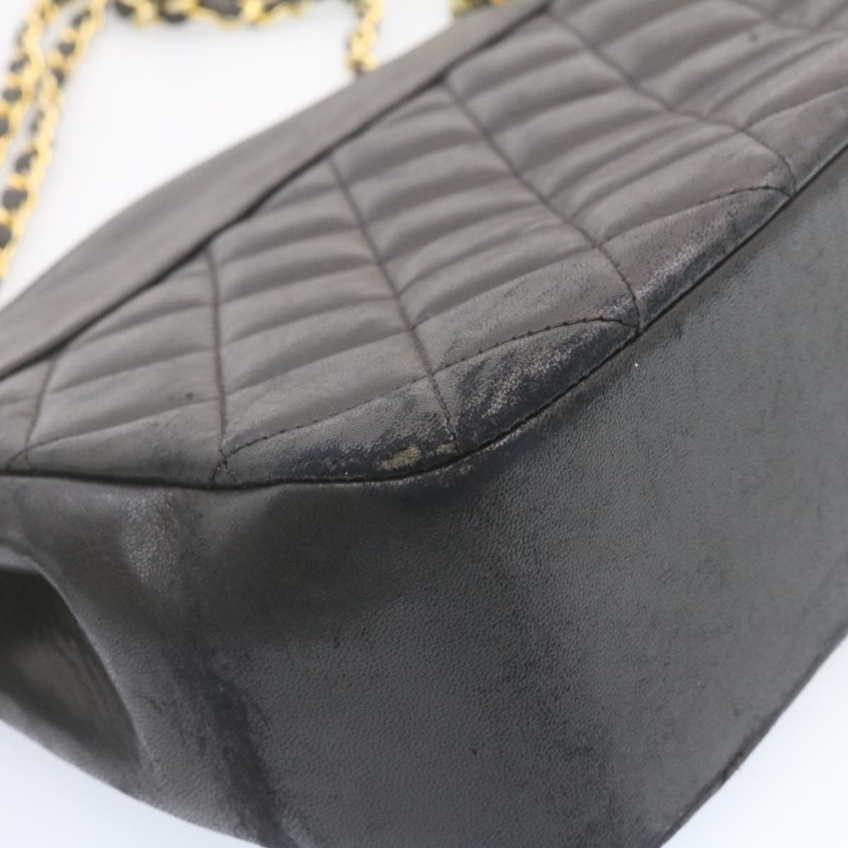 Top Quality Chanel Lamb Skin Matelasse Chain Shoulder Bag Black CC Auth am1201gA