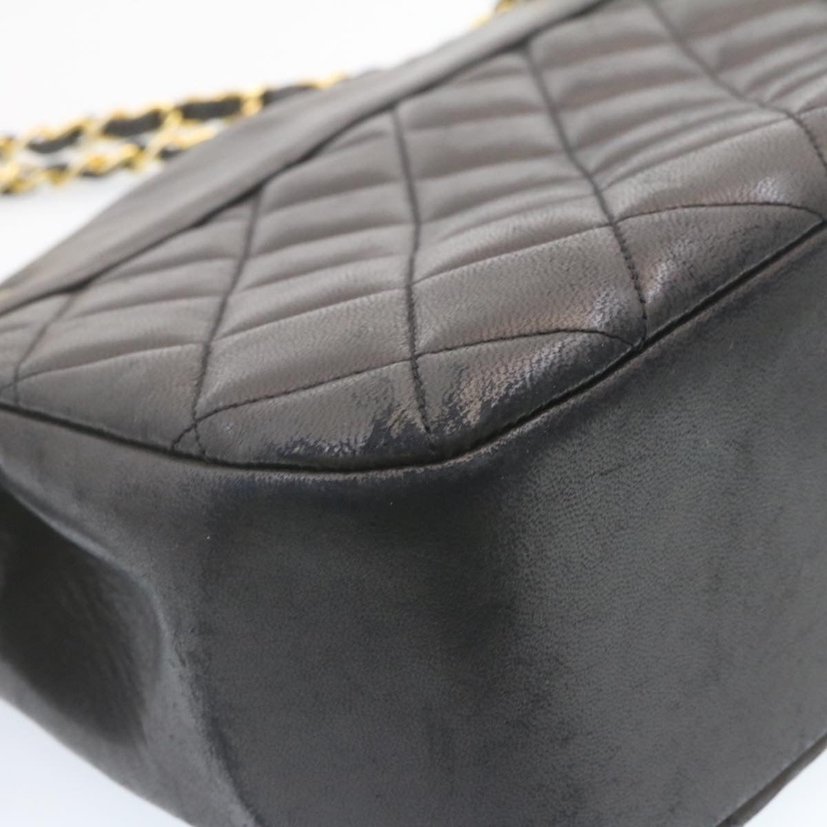 Top Quality Chanel Lamb Skin Matelasse Chain Shoulder Bag Black CC Auth am1201gA