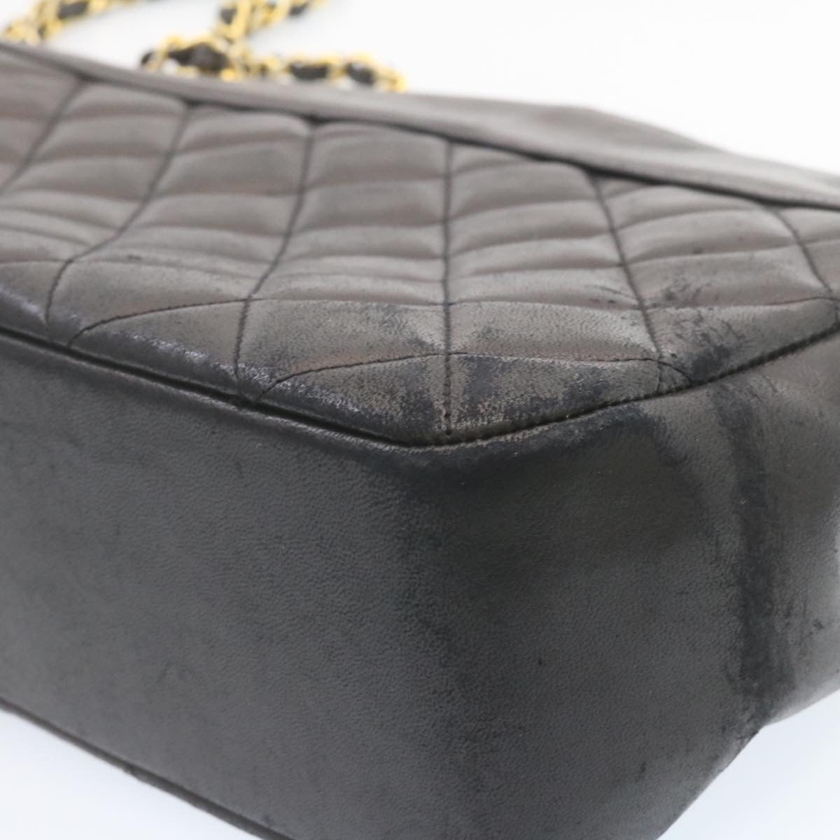 Top Quality Chanel Lamb Skin Matelasse Chain Shoulder Bag Black CC Auth am1201gA