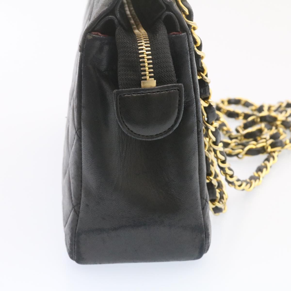 Top Quality Chanel Lamb Skin Matelasse Chain Shoulder Bag Black CC Auth am1201gA