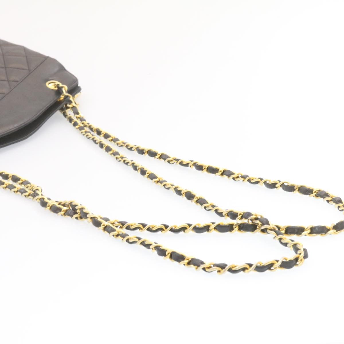 Top Quality Chanel Lamb Skin Matelasse Chain Shoulder Bag Black CC Auth am1201gA