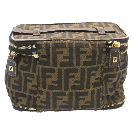 FENDI Zucca Canvas Vanity Cosmetics Pouch Brown Black  am1599g