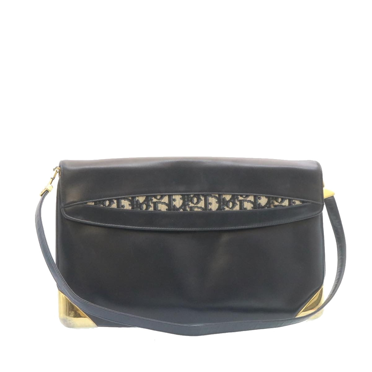 CHRISTIAN DIOR Trotter Canvas Shoulder Bag PVC Leather Blue Auth am1903g