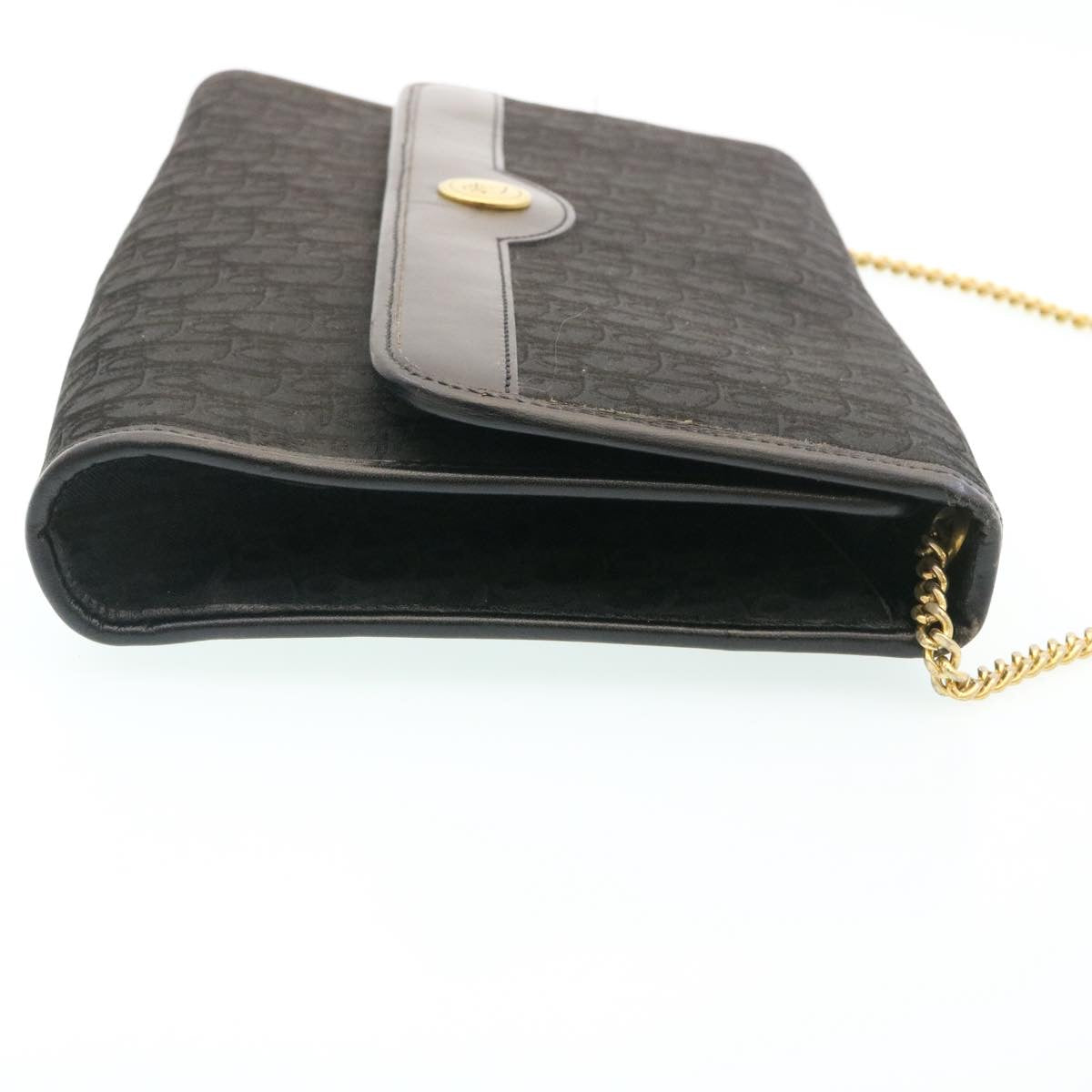 CHRISTIAN DIOR Trotter Canvas Chain Shoulder Bag Black Auth am1985g