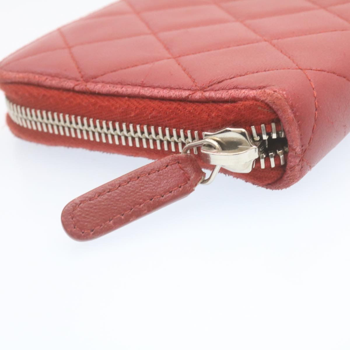 Top Quality Chanel Matelasse Wallet Lamb Skin Red CC Auth am2154gA