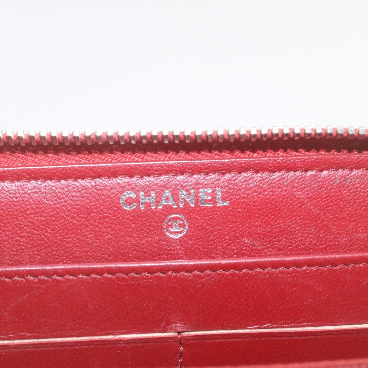 Top Quality Chanel Matelasse Wallet Lamb Skin Red CC Auth am2154gA