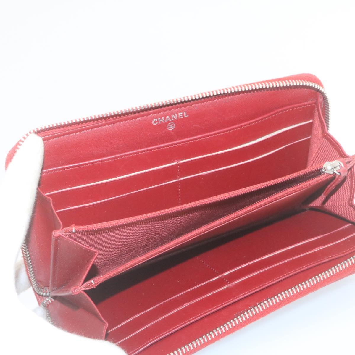 Top Quality Chanel Matelasse Wallet Lamb Skin Red CC Auth am2154gA