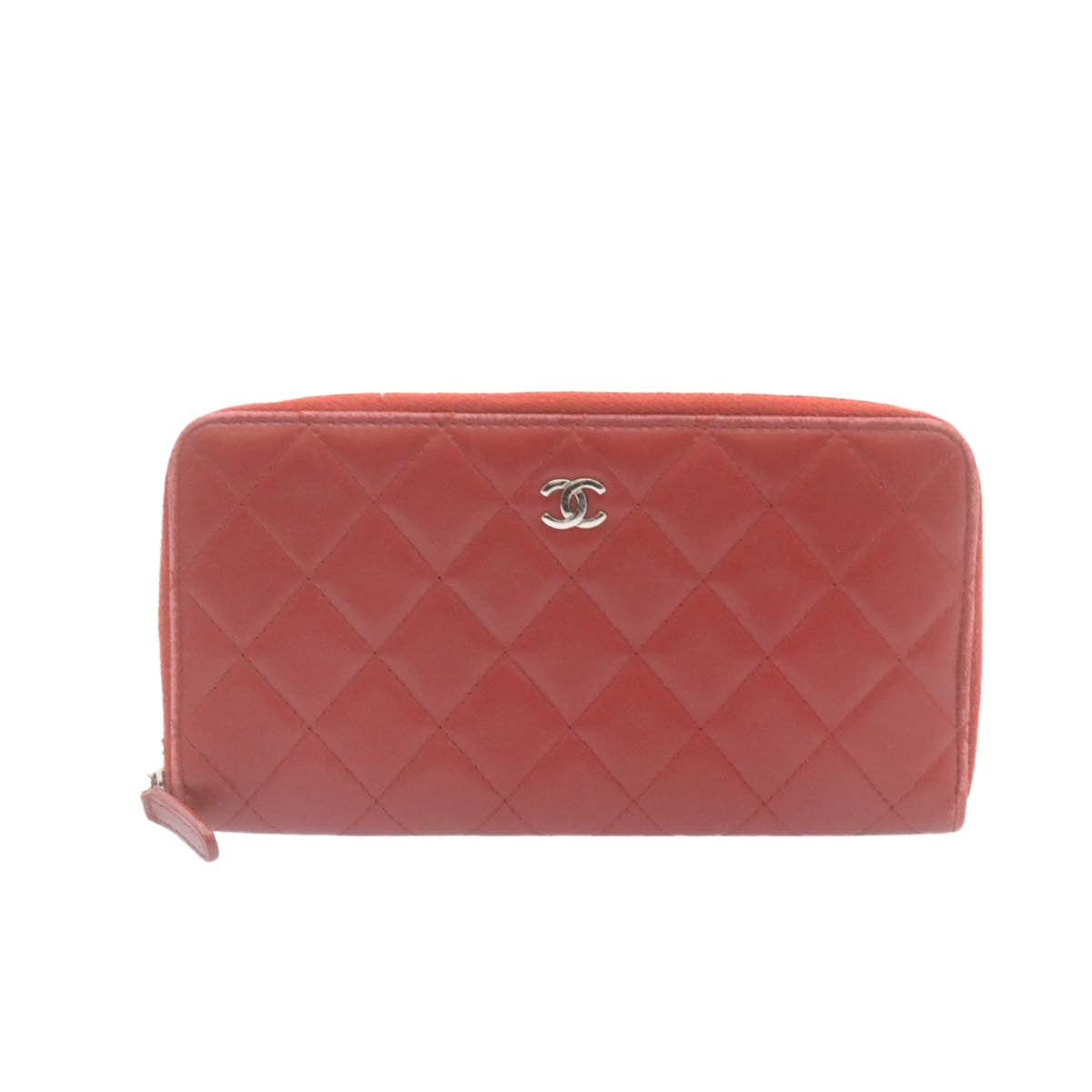 Top Quality Chanel Matelasse Wallet Lamb Skin Red CC Auth am2154gA