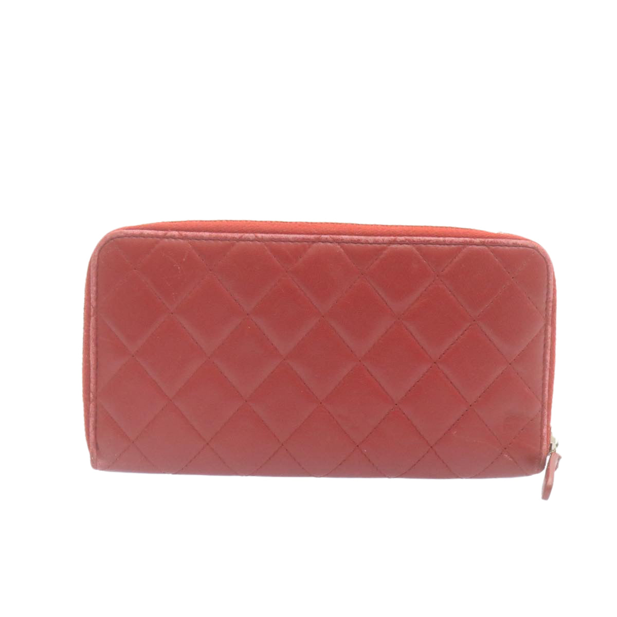 Top Quality Chanel Matelasse Wallet Lamb Skin Red CC Auth am2154gA