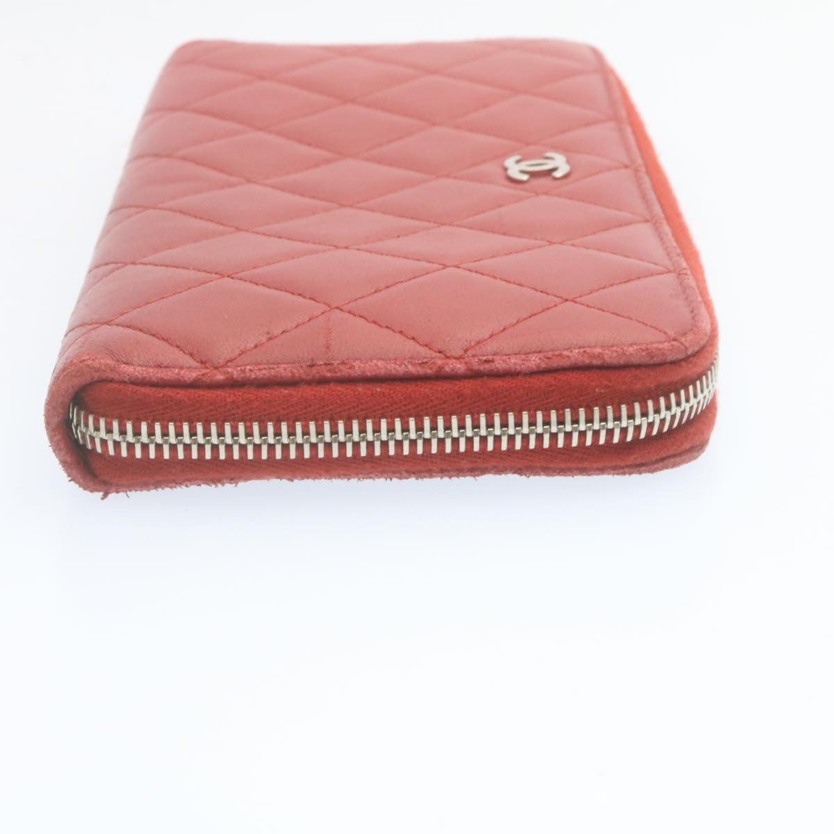 Top Quality Chanel Matelasse Wallet Lamb Skin Red CC Auth am2154gA