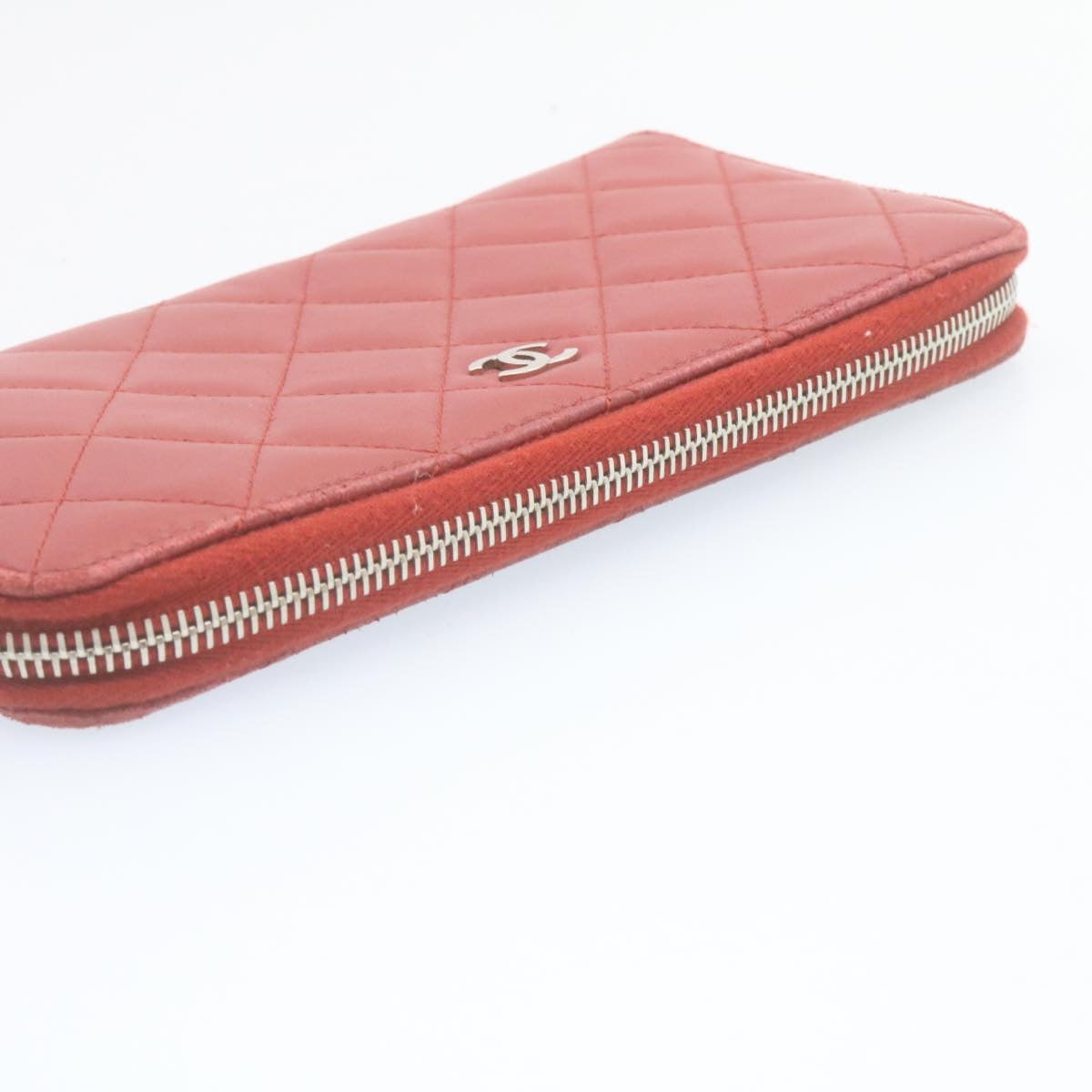 Top Quality Chanel Matelasse Wallet Lamb Skin Red CC Auth am2154gA