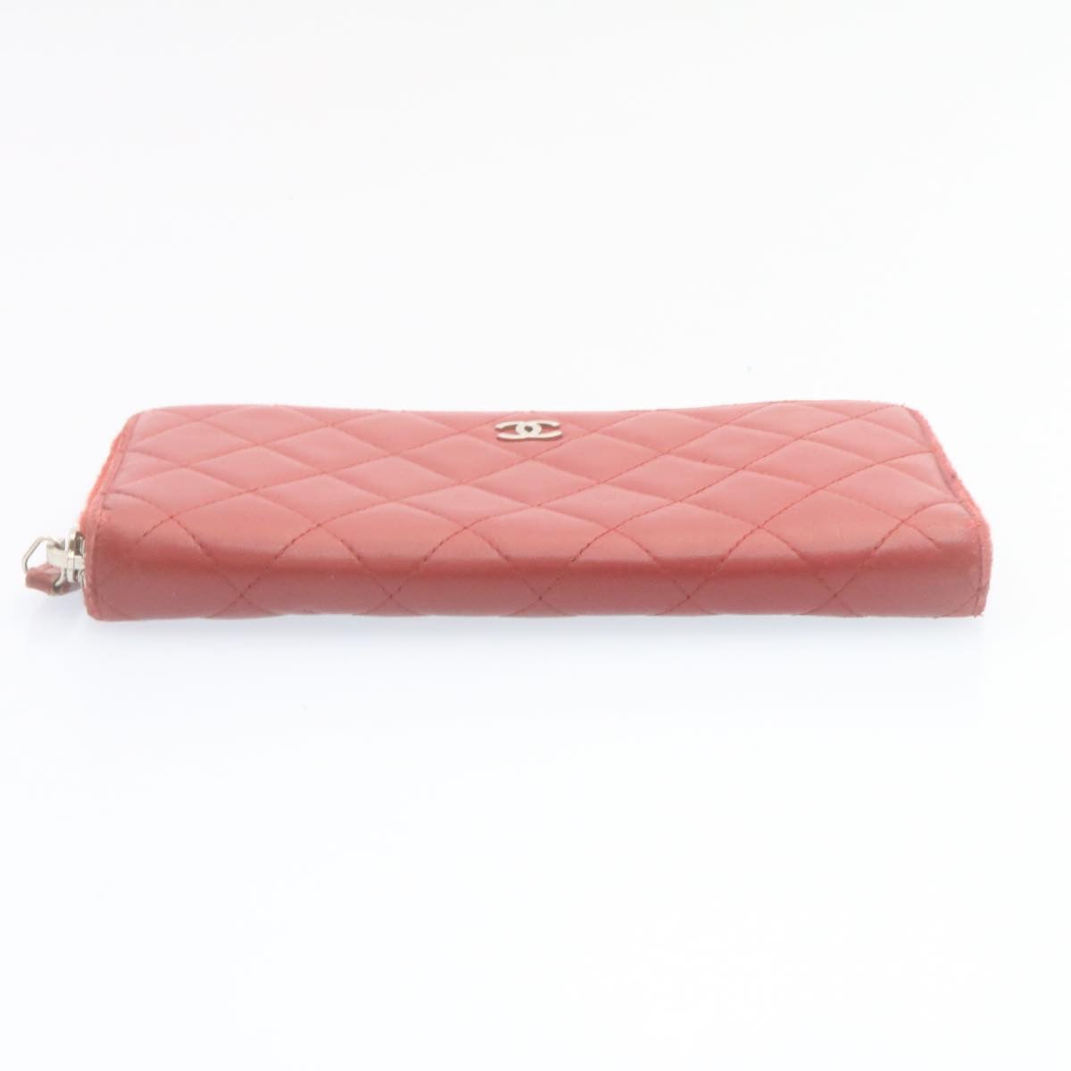 Top Quality Chanel Matelasse Wallet Lamb Skin Red CC Auth am2154gA