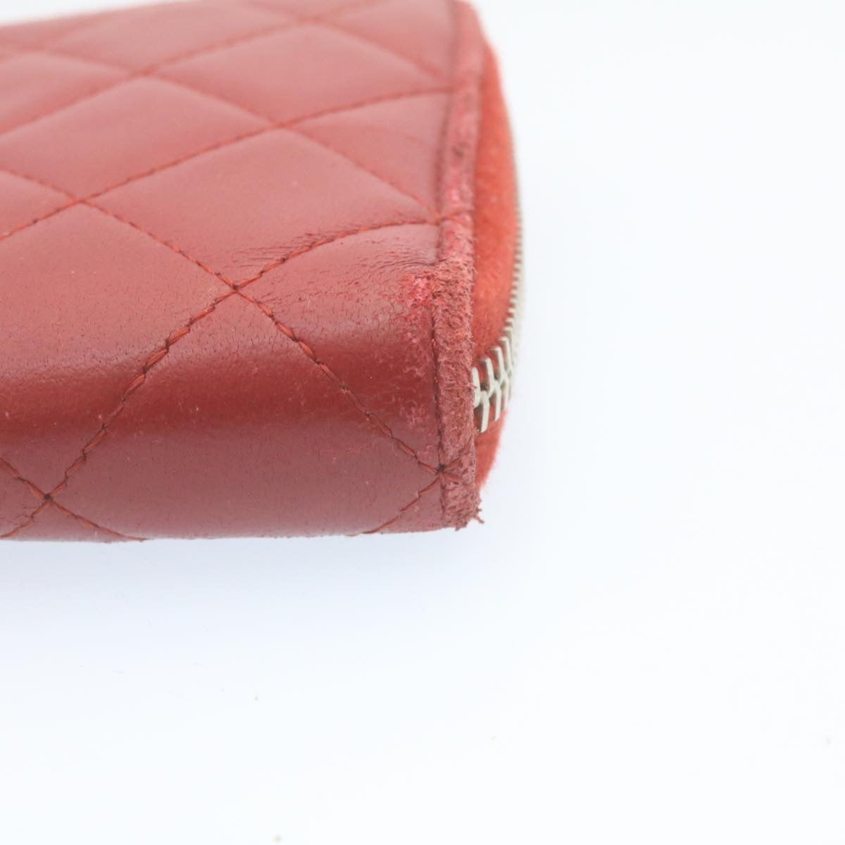 Top Quality Chanel Matelasse Wallet Lamb Skin Red CC Auth am2154gA