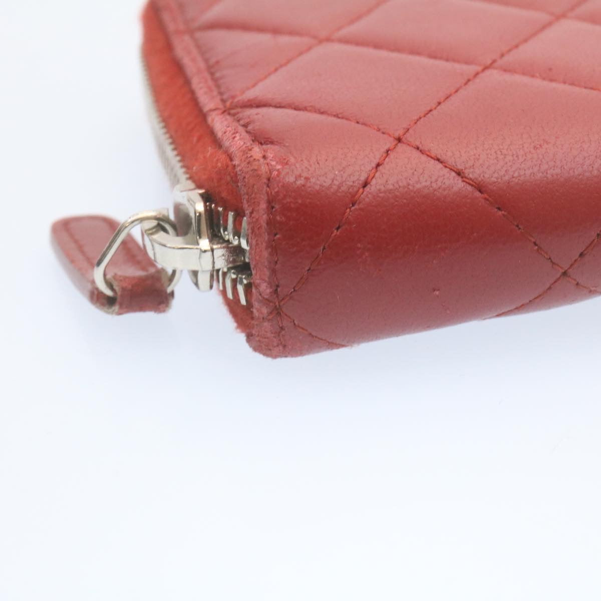 Top Quality Chanel Matelasse Wallet Lamb Skin Red CC Auth am2154gA