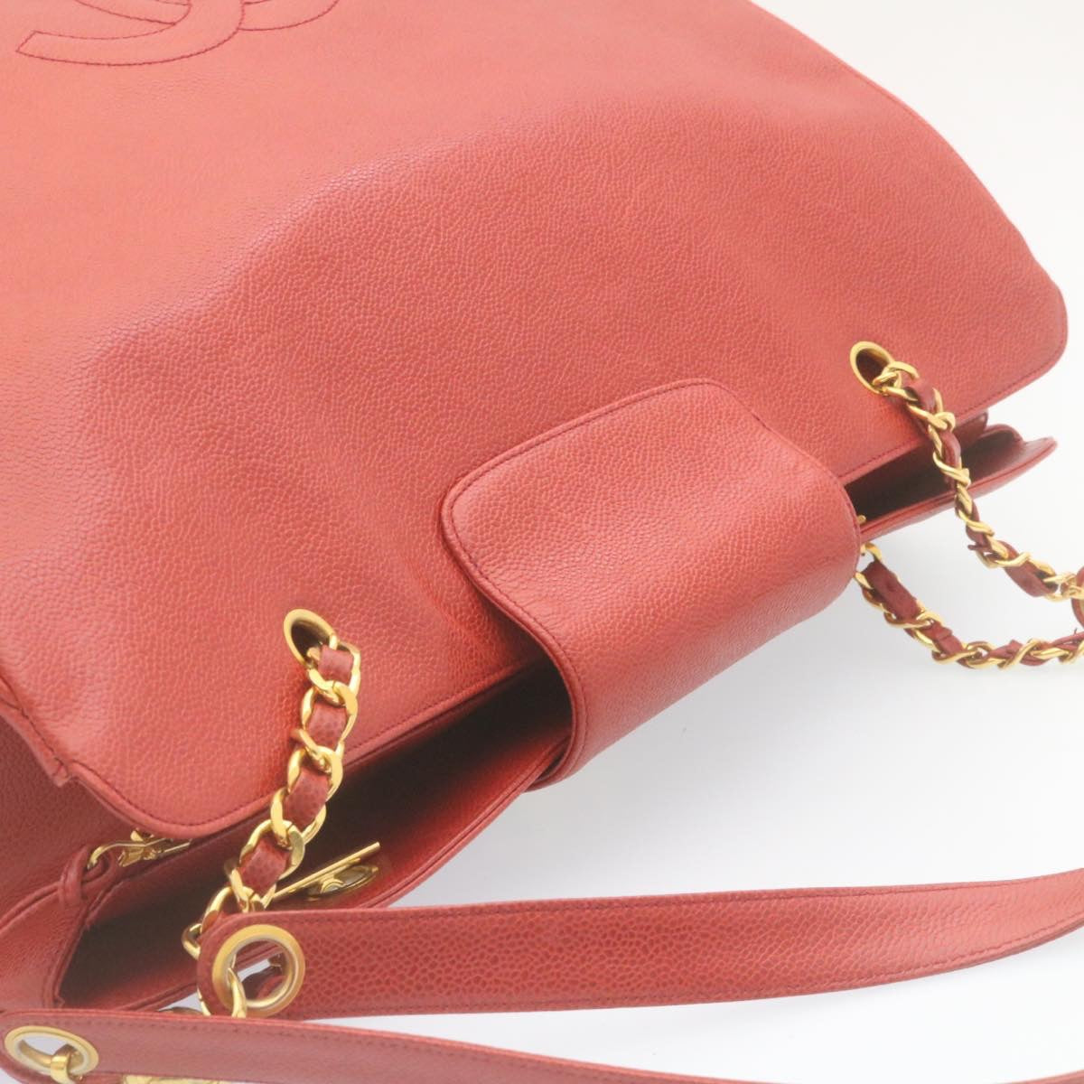 Top Quality Chanel COCO Mark Super model Chain Shoulder Bag Caviar Skin Red Auth am2162gA