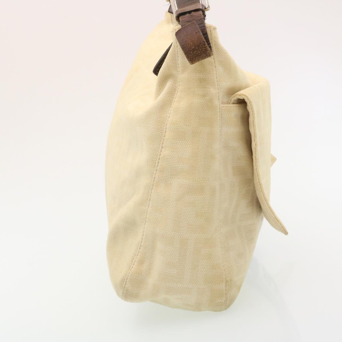 FENDI Zucca Canvas Mamma Baguette Shoulder Bag Beige Auth