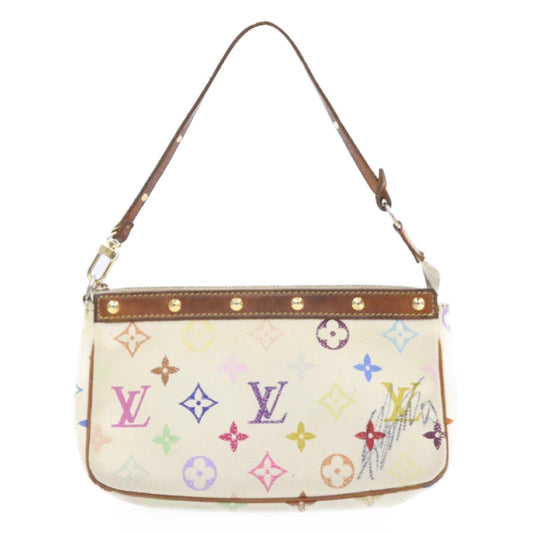 LOUIS VUITTON Multicolor Pochette Accessoires Pouch White M92649 LV Auth am266g