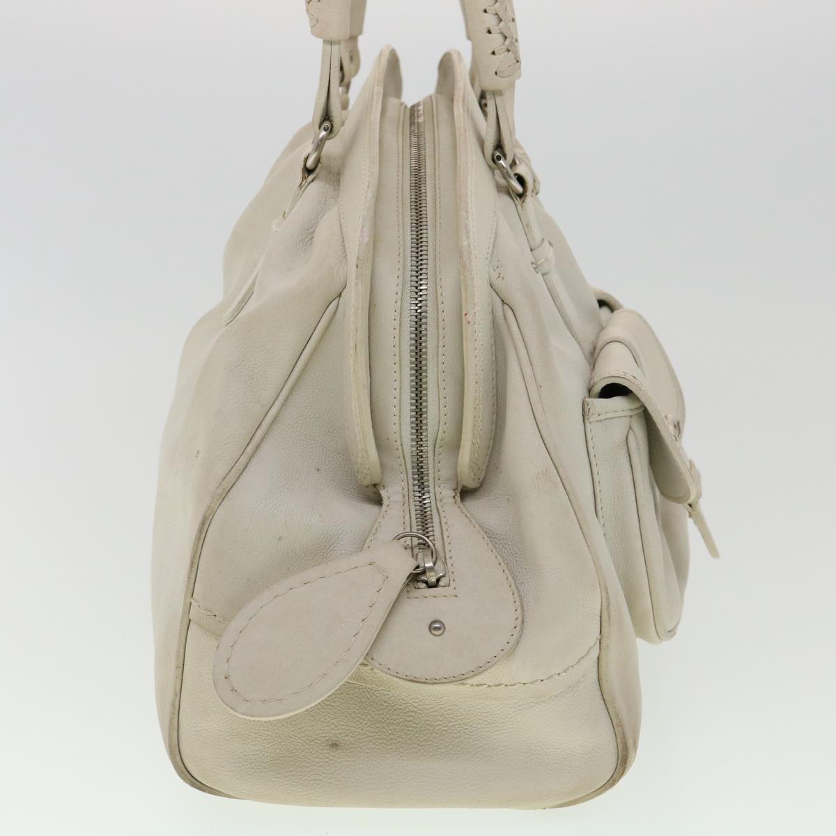 CHRISTIAN DIOR Shoulder Bag Leather White Auth am2766g