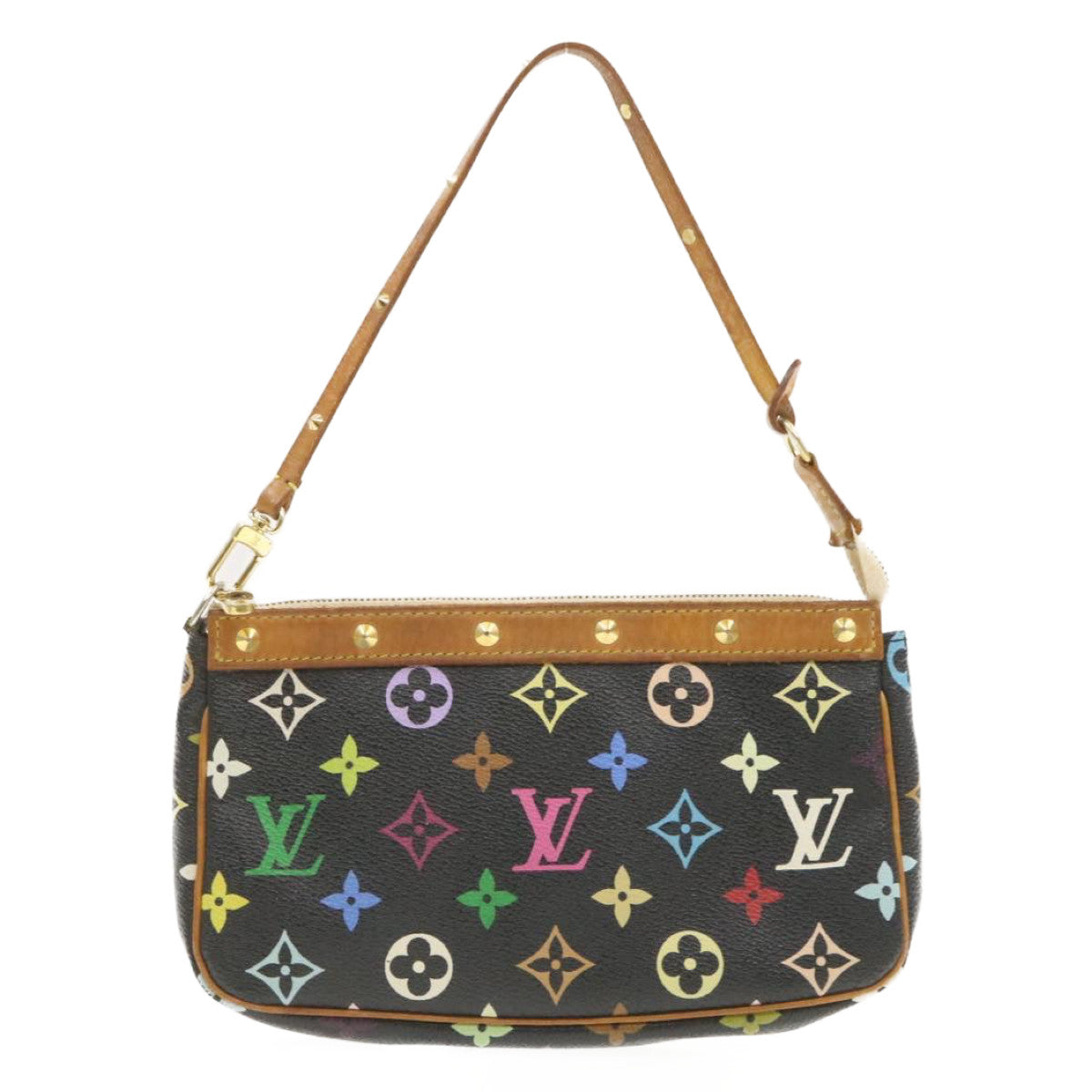 LOUIS VUITTON Multicolor Pochette Accessoires Pouch Black M92648 LV Auth am340g