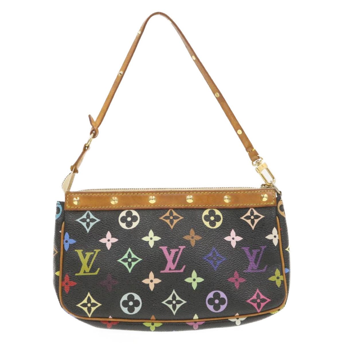 LOUIS VUITTON Multicolor Pochette Accessoires Pouch Black M92648 LV Auth am340g