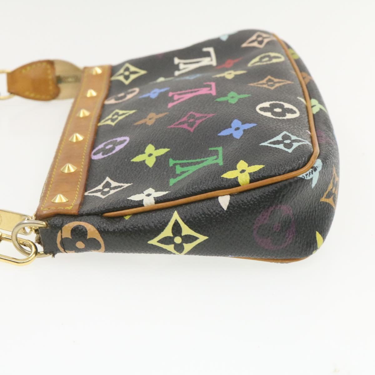 LOUIS VUITTON Multicolor Pochette Accessoires Pouch Black M92648 LV Auth am340g