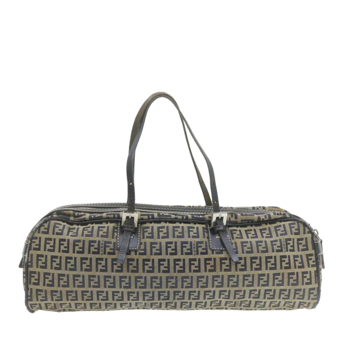 FENDI Zucchino Canvas Hand Bag Navy Blue Auth am577g