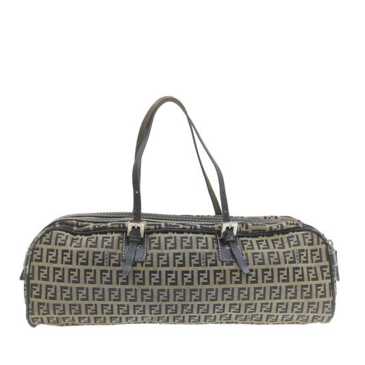 FENDI Zucchino Canvas Hand Bag Navy Blue Auth am577g