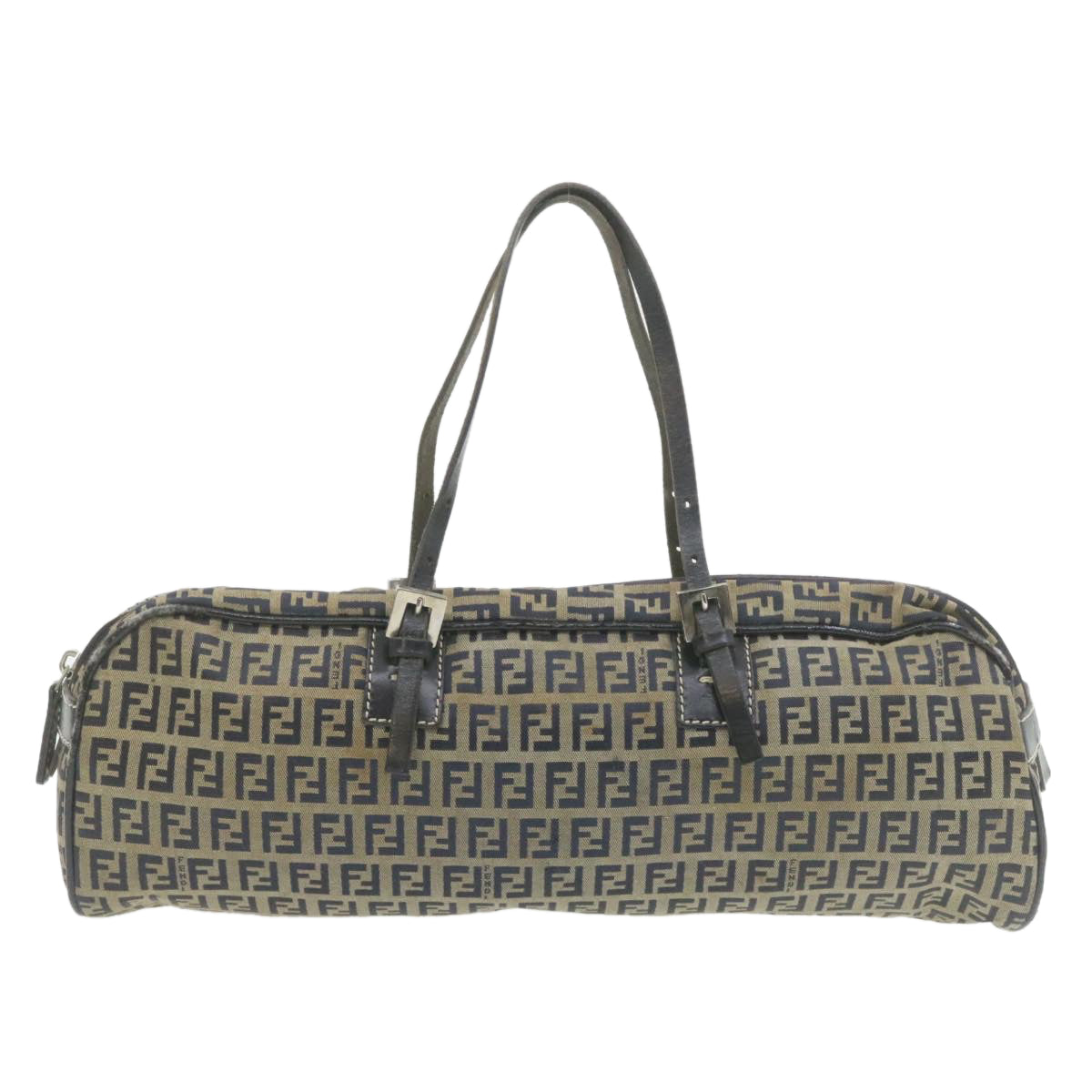 FENDI Zucchino Canvas Hand Bag Navy Blue Auth am577g