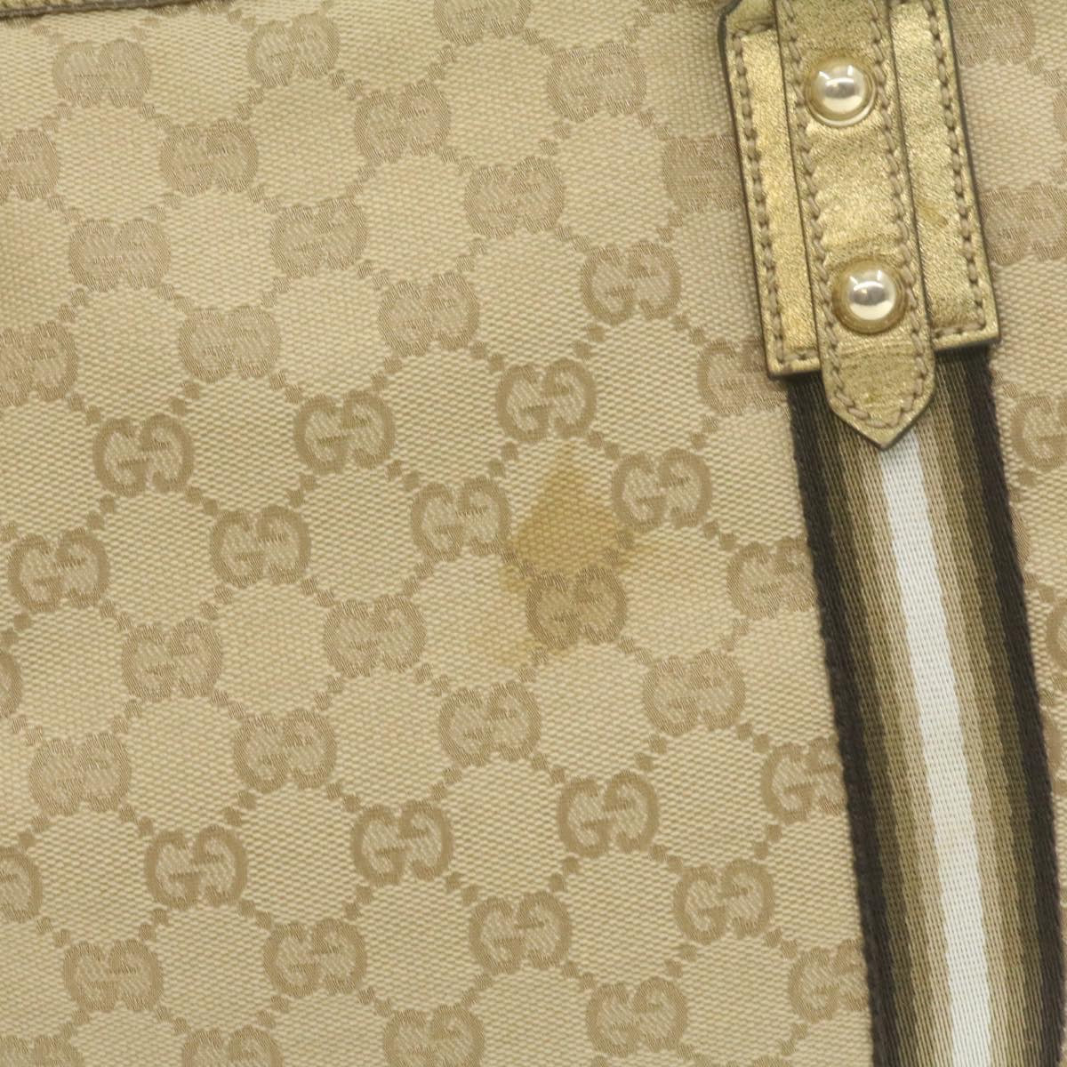 GUCCI Sherry Line GG Canvas Tote Bag Canvas Beige Gold Brown 139260  am626g