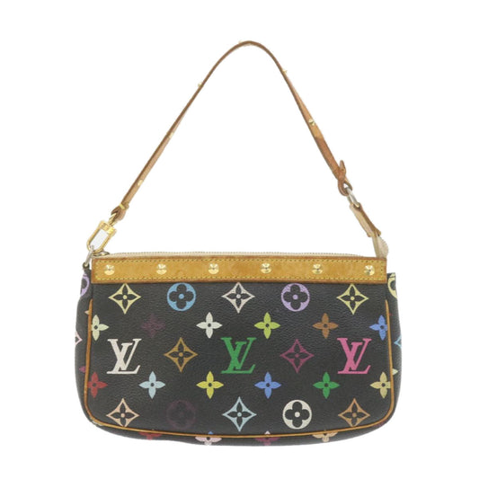 LOUIS VUITTON Multicolor Pochette Accessoires Pouch Black M92648 LV Auth am715g
