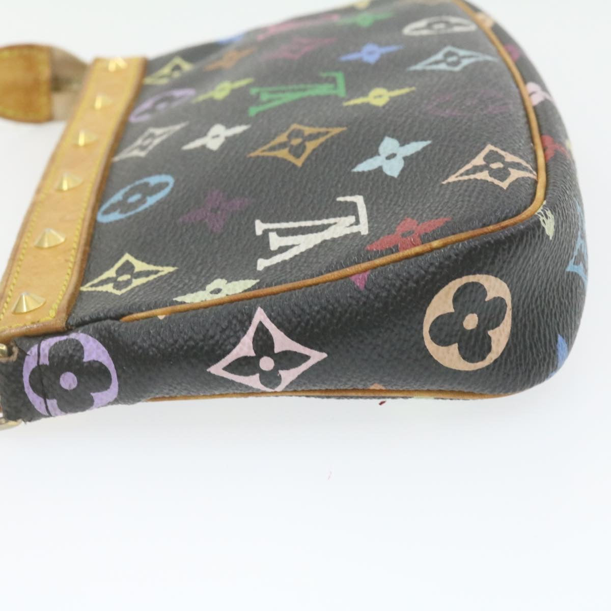 LOUIS VUITTON Multicolor Pochette Accessoires Pouch Black M92648 LV Auth am715g