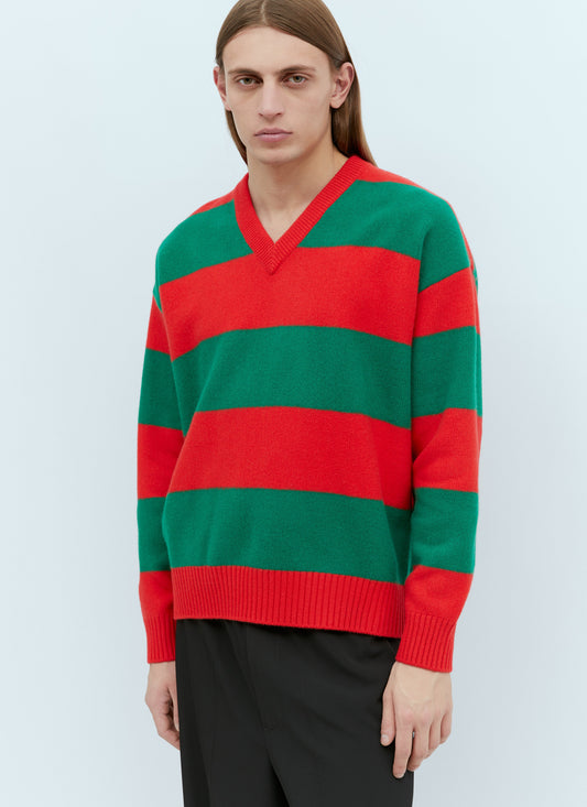 Gucci Men Felted Wool Striped Sweater