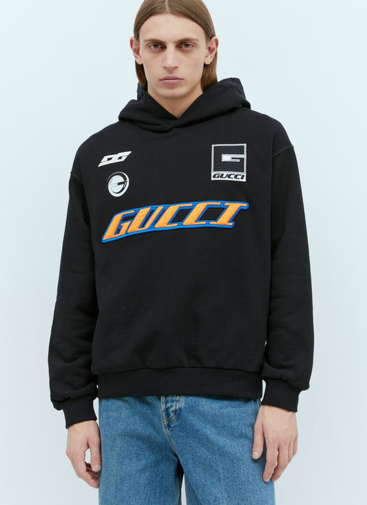 Gucci Men Logo Applique Hooded Sweatshirt