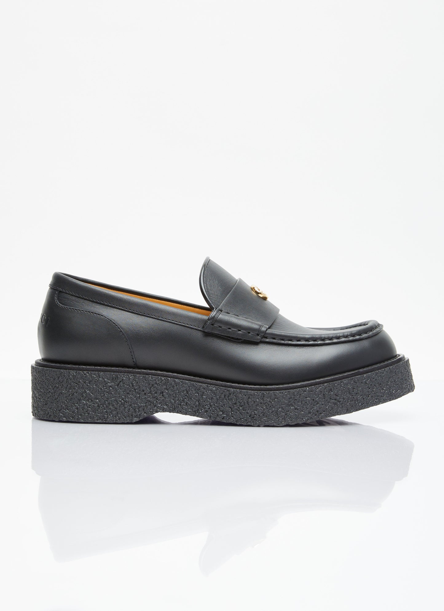 Gucci Men Logo Plaque Leather Loafers
