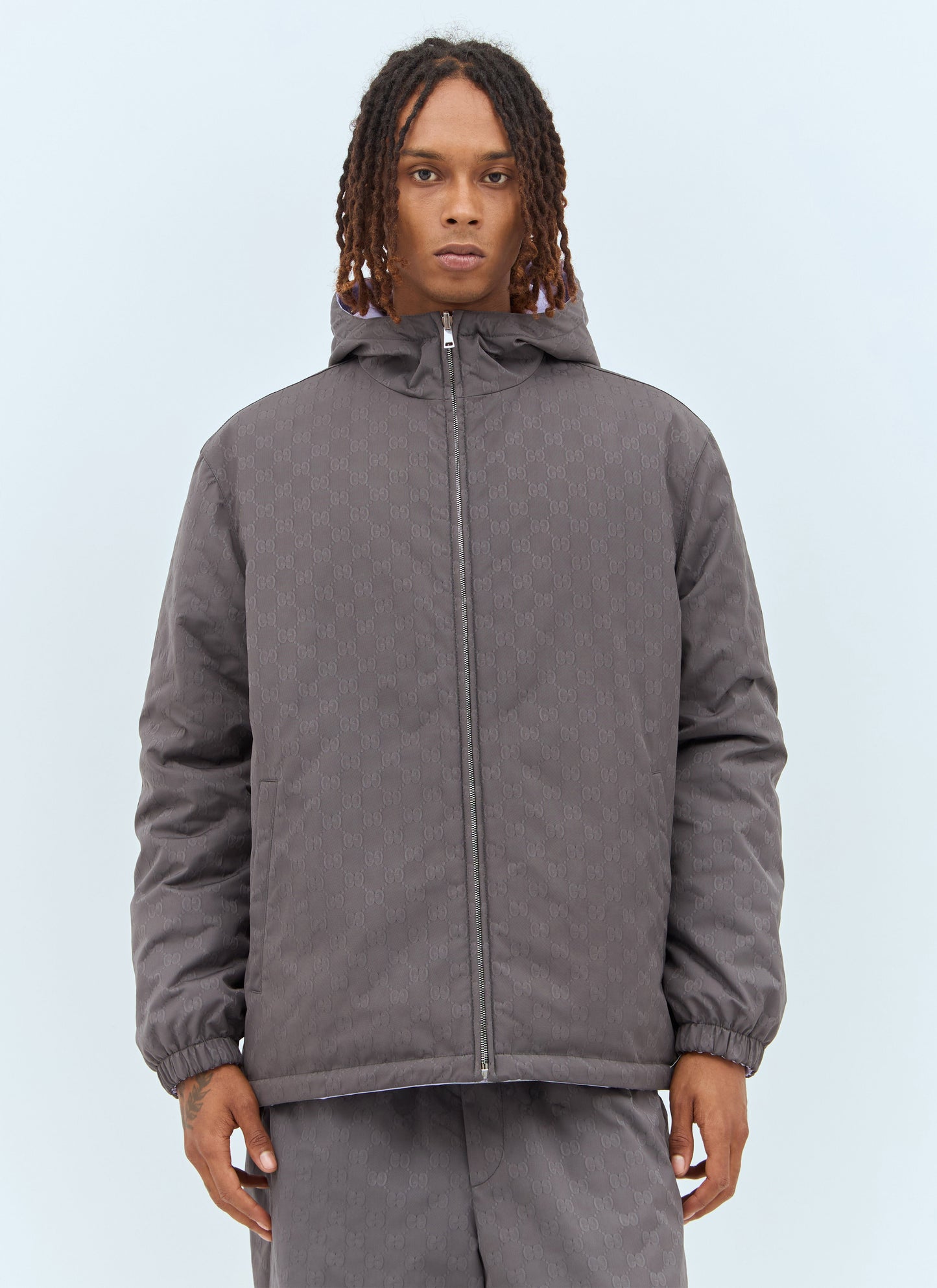 Gucci Men Gg Reversible Nylon Jacket