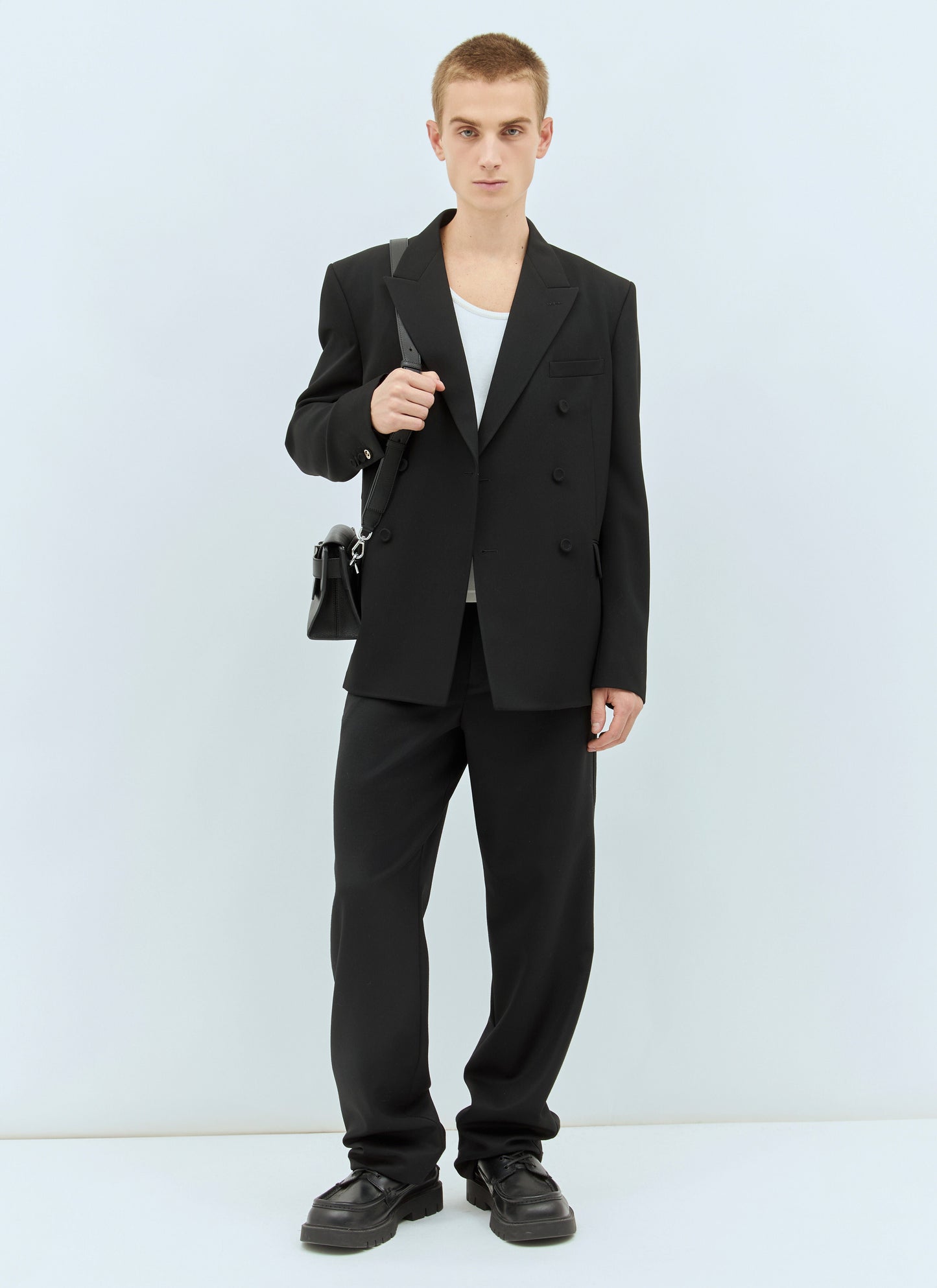 Gucci Men Double-Breasted Wool Blazer