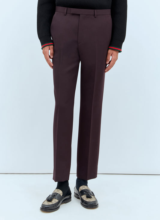 Gucci Men Logo Embroidery Wool Pants