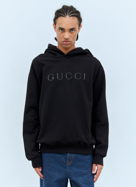 Gucci Men Crystal Logo Hooded Sweatshirt