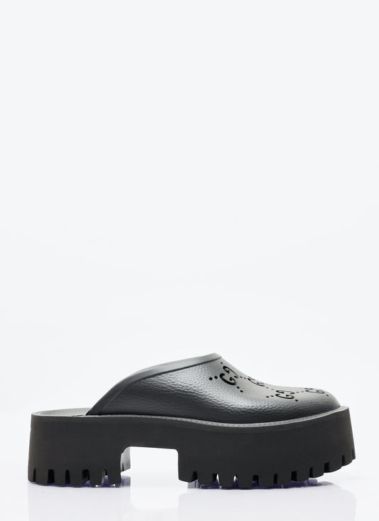 Gucci Women Perforated G Platform Mules