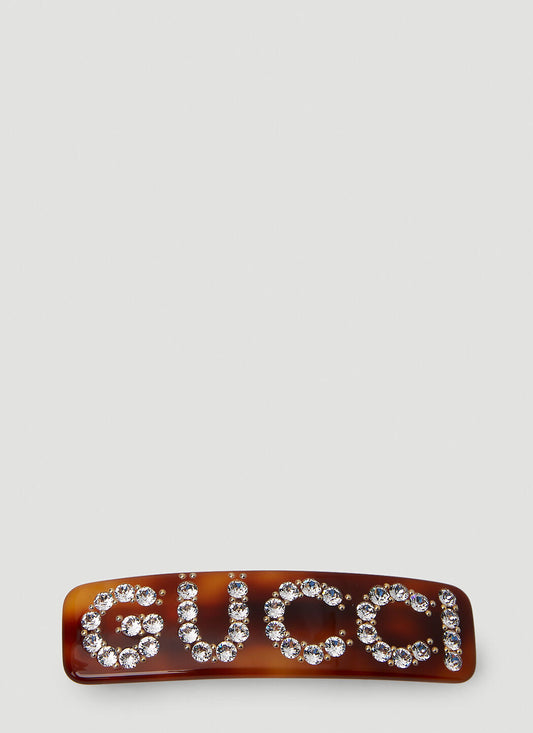 Gucci Women Crystal Logo Hair Clip