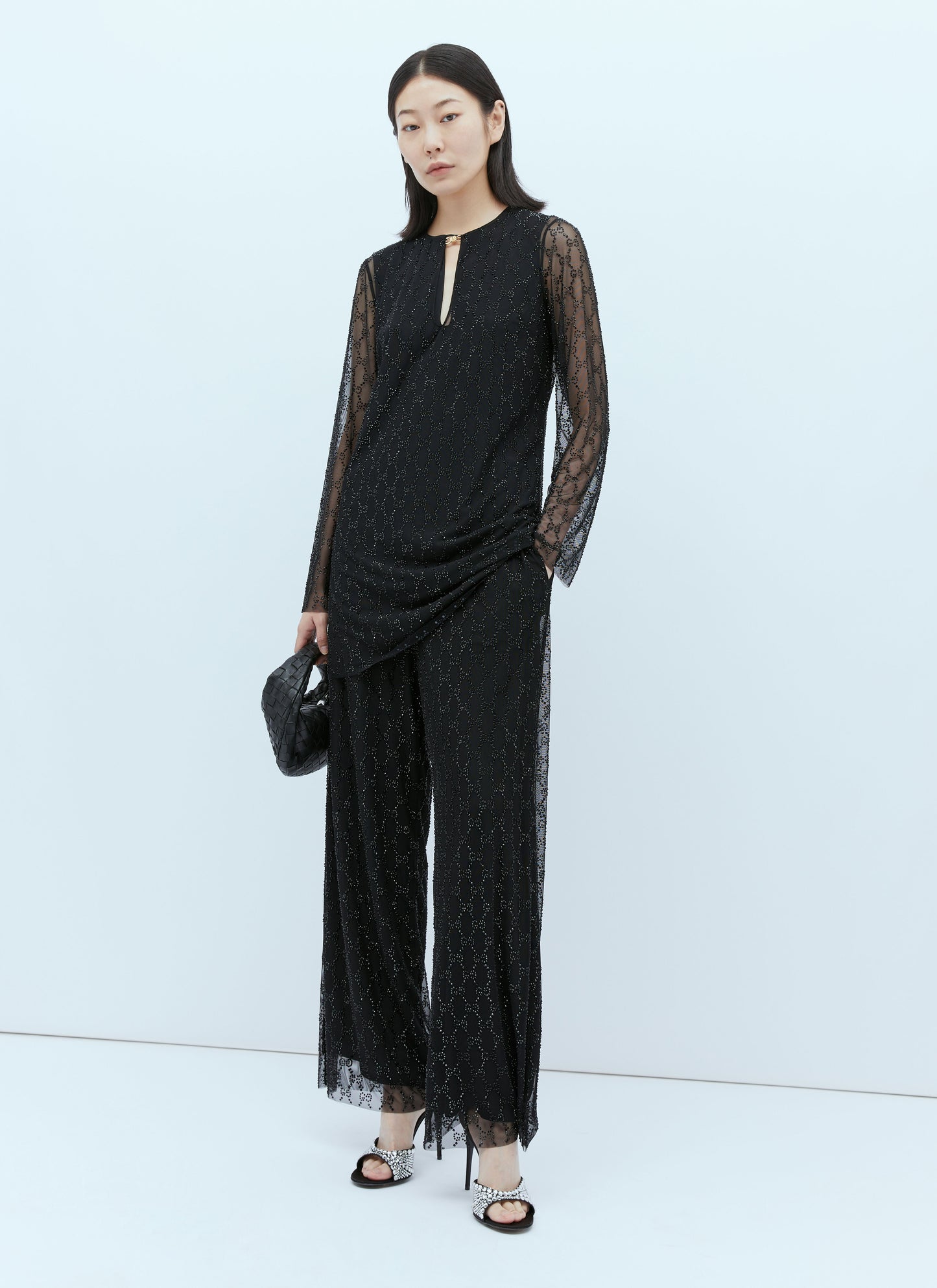 Gucci Women Tulle Interlocking Gg Crystal Pants
