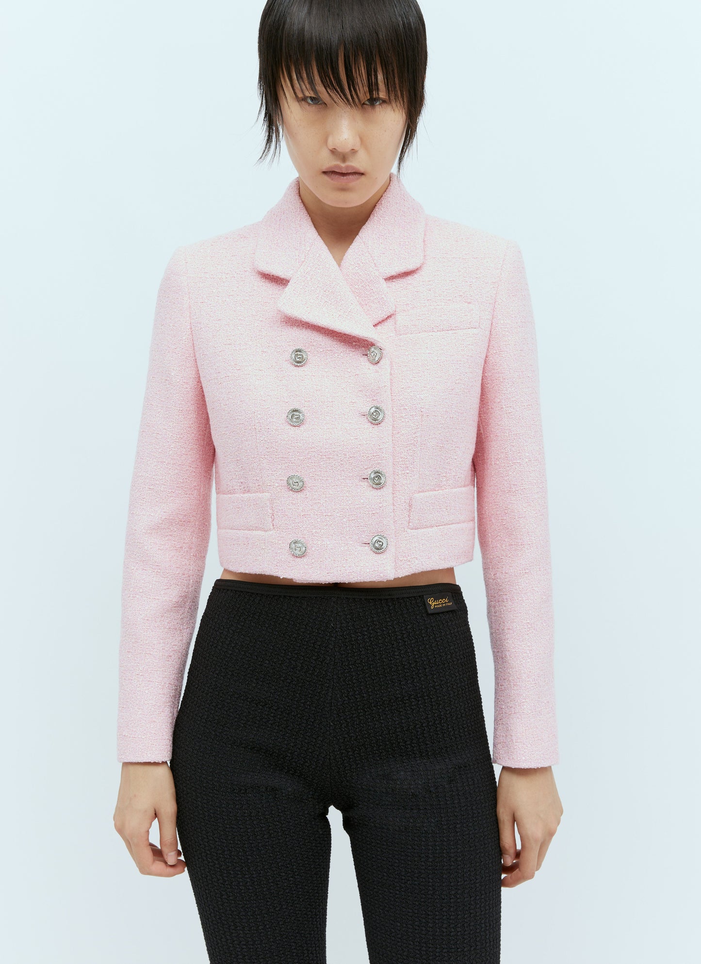 Gucci Women Sequin Bouclé Cropped Blazer
