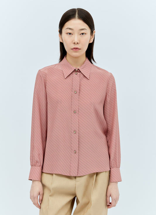 Gucci Women Micro G Print Silk Shirt