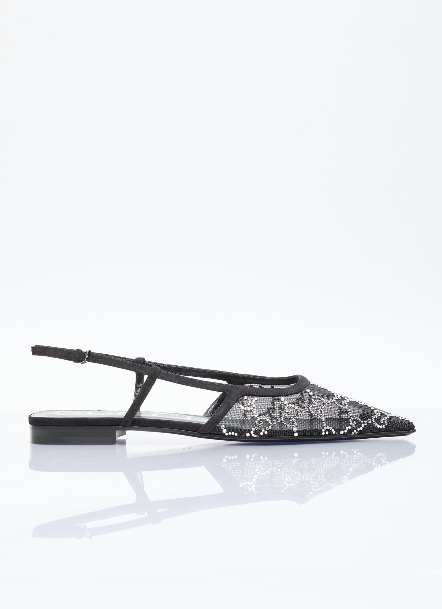 Gucci Women Gg Crystal Slingback Flats