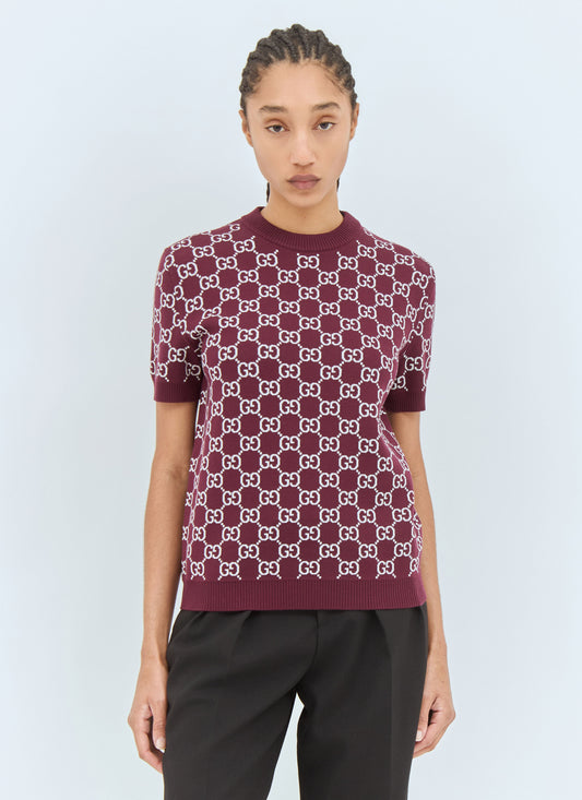 Gucci Women Reversible Gg Wool Jacquard Top